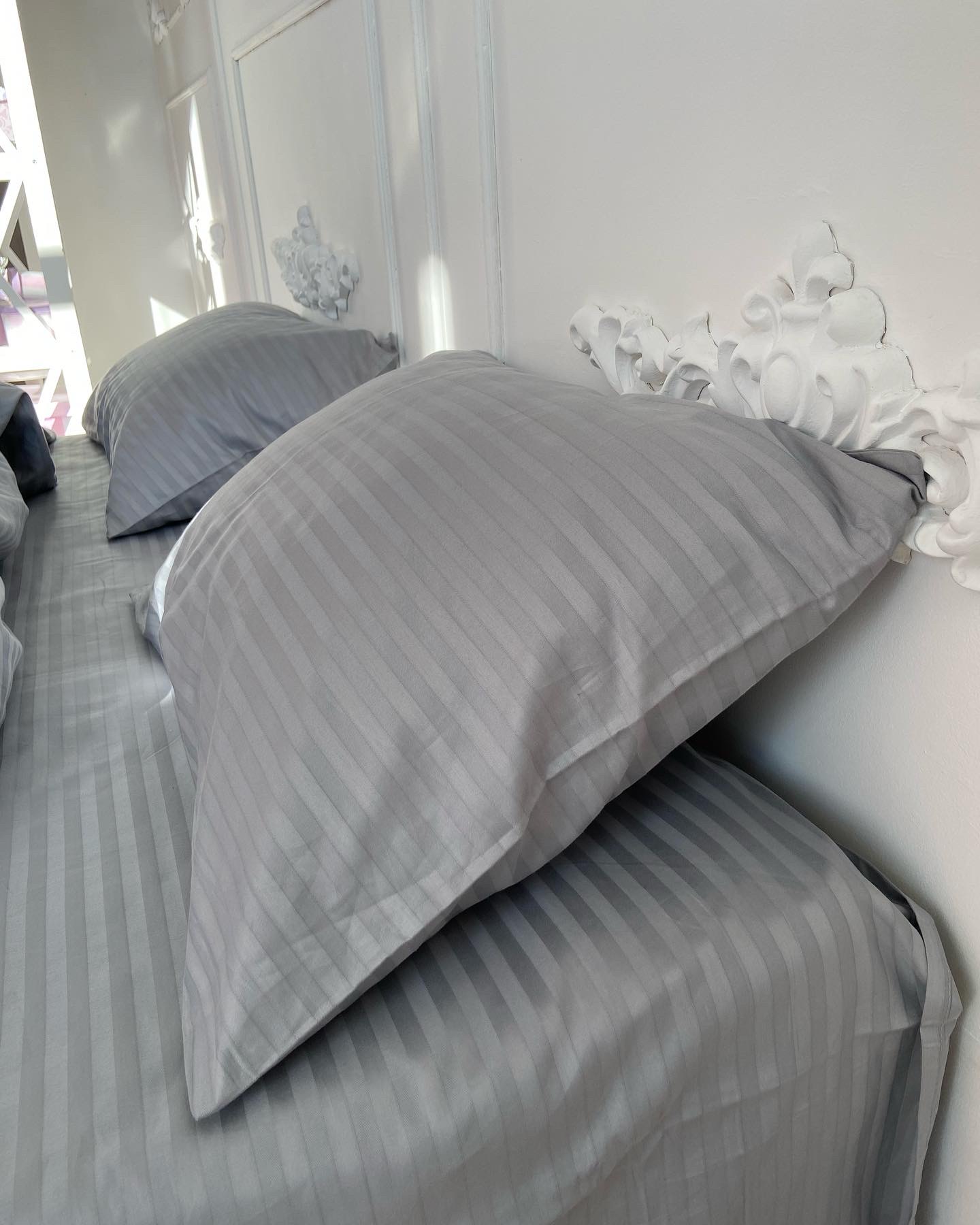 Постіль страйп сатин однотонний (Відтінок Сірий)