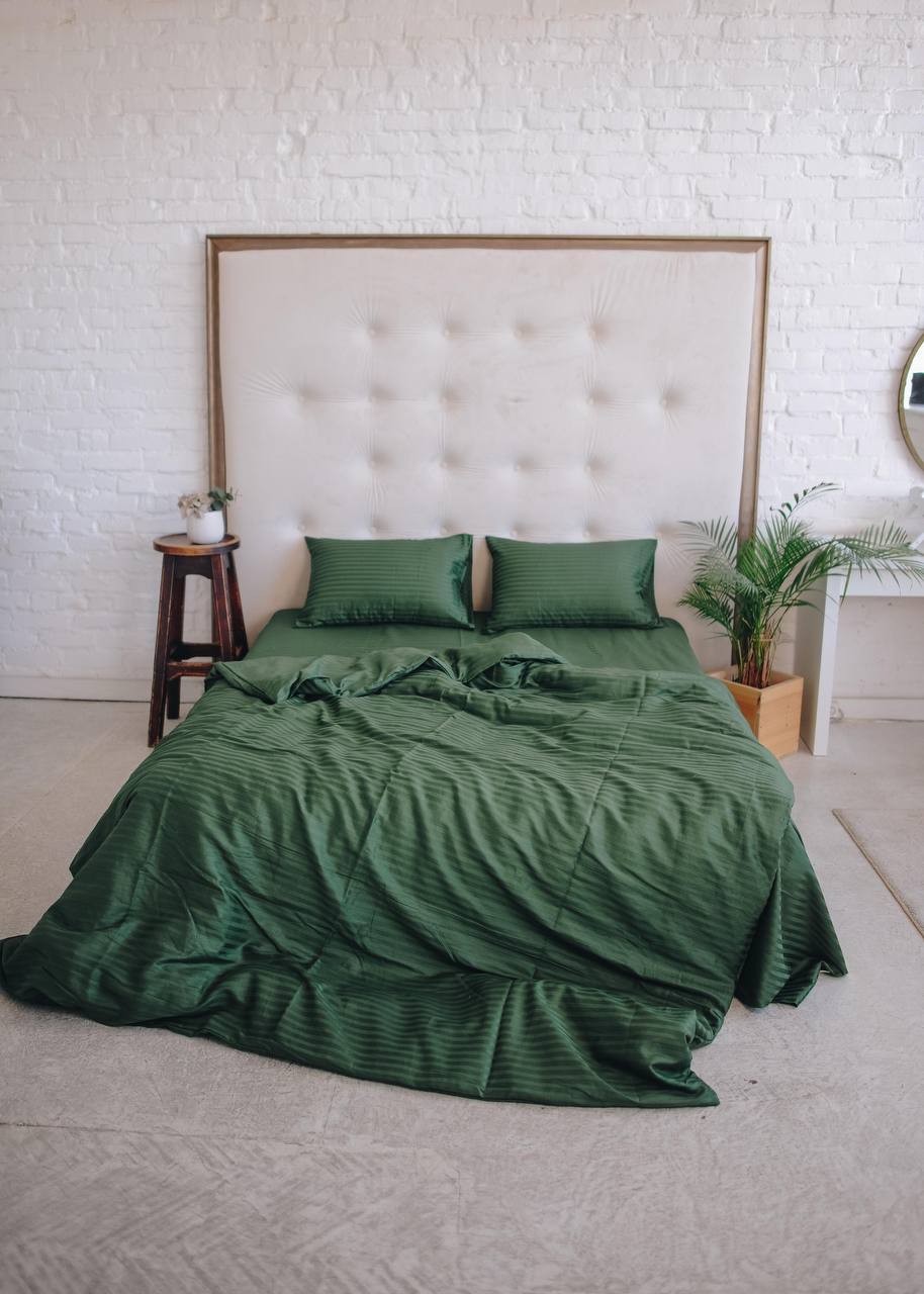 Постіль страйп сатин однотонний (Відтінок Зелений) - obrazek 2