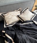 Постіль сатин преміальний із Смужками (Чорний у поєднанні із бежевим)