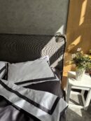 Premium satin bedding with stripes (White in combination with graphite + edging and wide stripes)