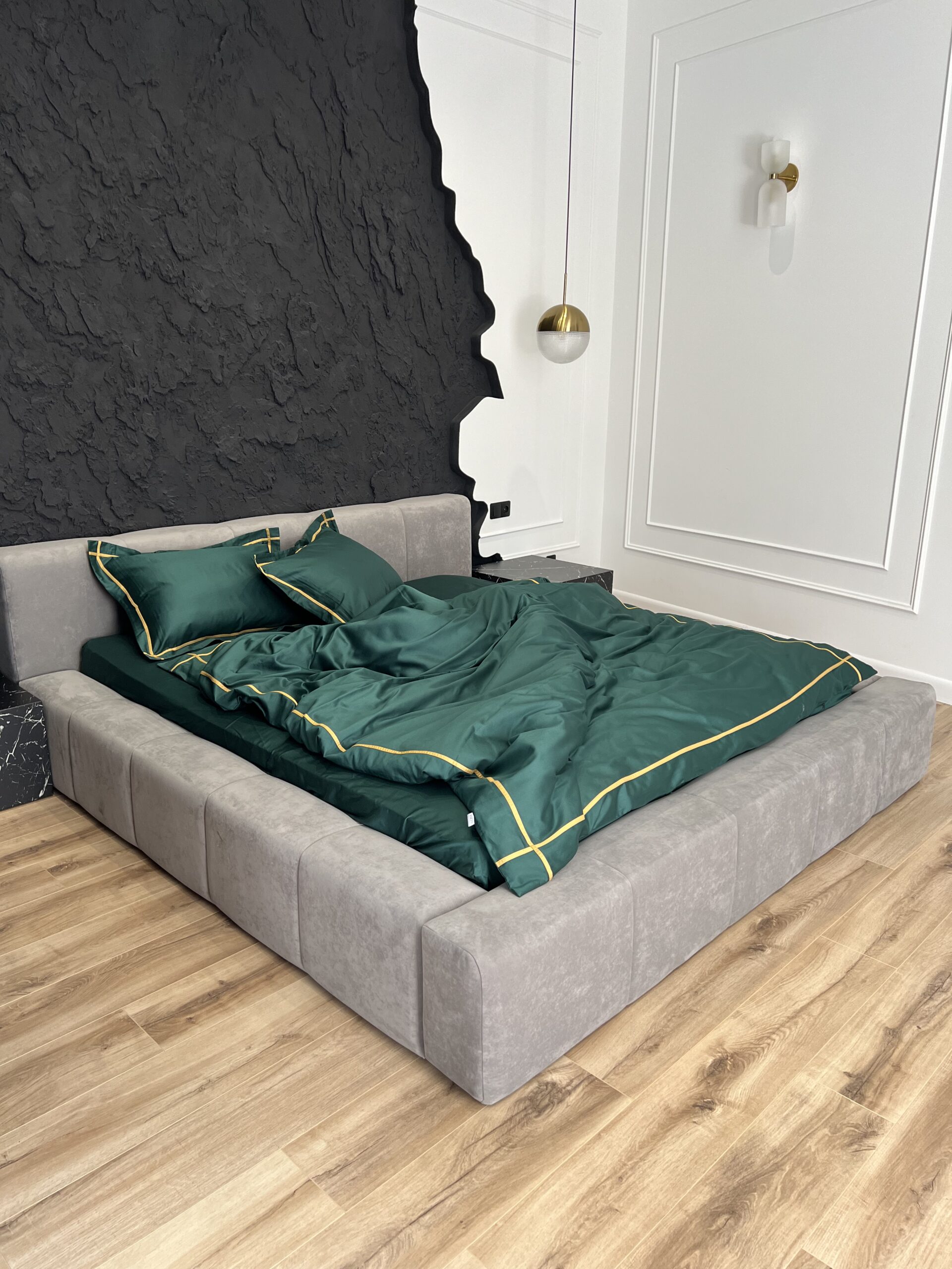 Постіль сатин преміальний із Смужками (Смарагдовий відтінок)