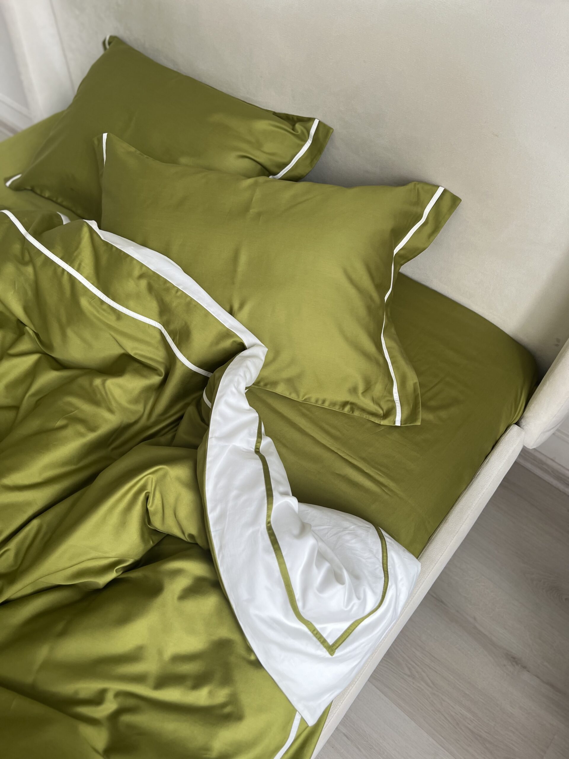Постіль сатин преміальний із Смужками (Оливковий у поєднанні) - Зображення 5