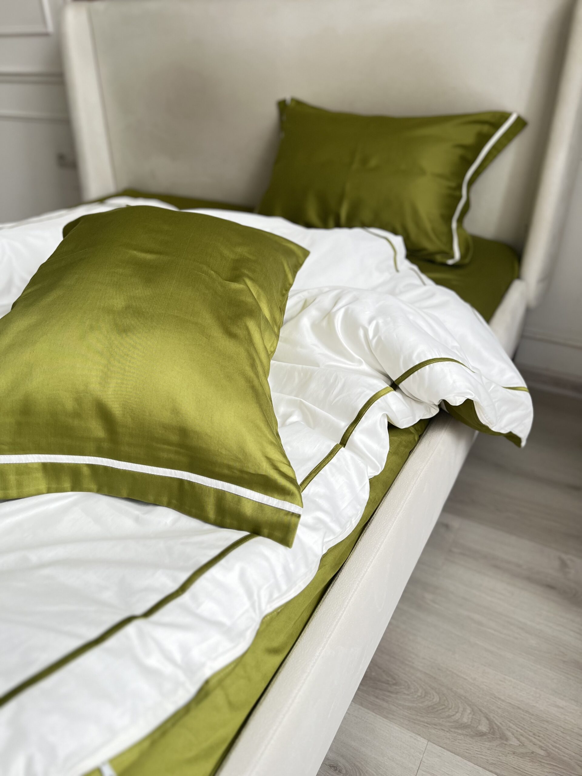 Постіль сатин преміальний із Смужками (Оливковий у поєднанні) - Зображення 7