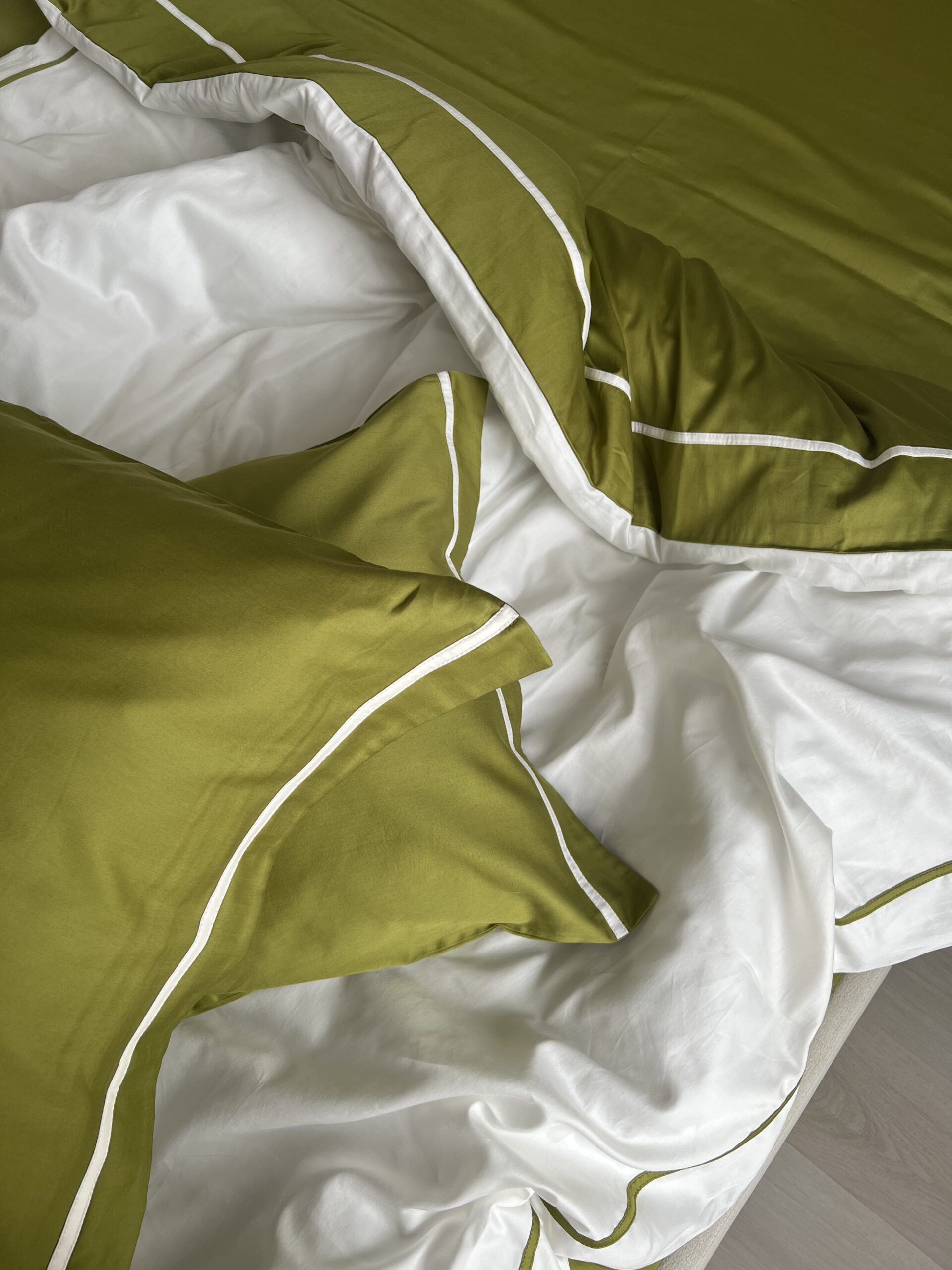 Постіль сатин преміальний із Смужками (Оливковий у поєднанні) - Зображення 8