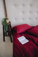 Matt poplin plain bedding (Burgundy shade)