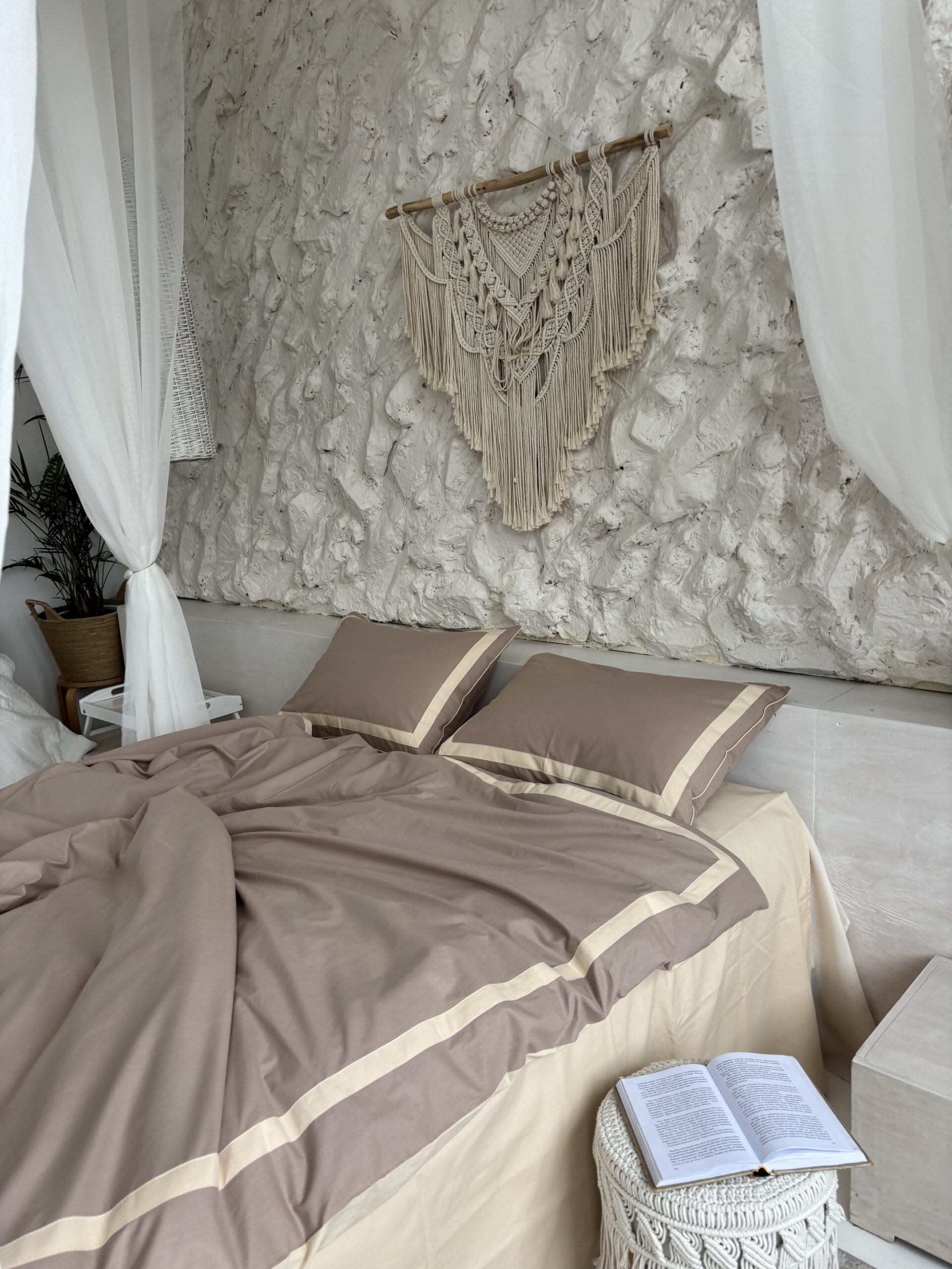 Постіль поплін “Матовий Преміум” (Капучино з Бежевим)