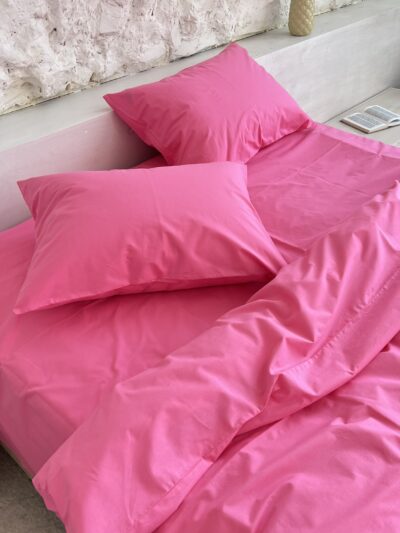 Pościel z gładkiej matowej popeliny (odcień różowy)