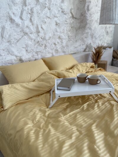 Постіль страйп сатин однотонний (Відтінок Золотистий)