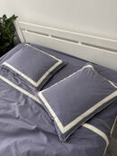 Постіль поплін “Матовий Преміум” (Сталевий сірий відтінок із білим кантом та широкою смужкою)