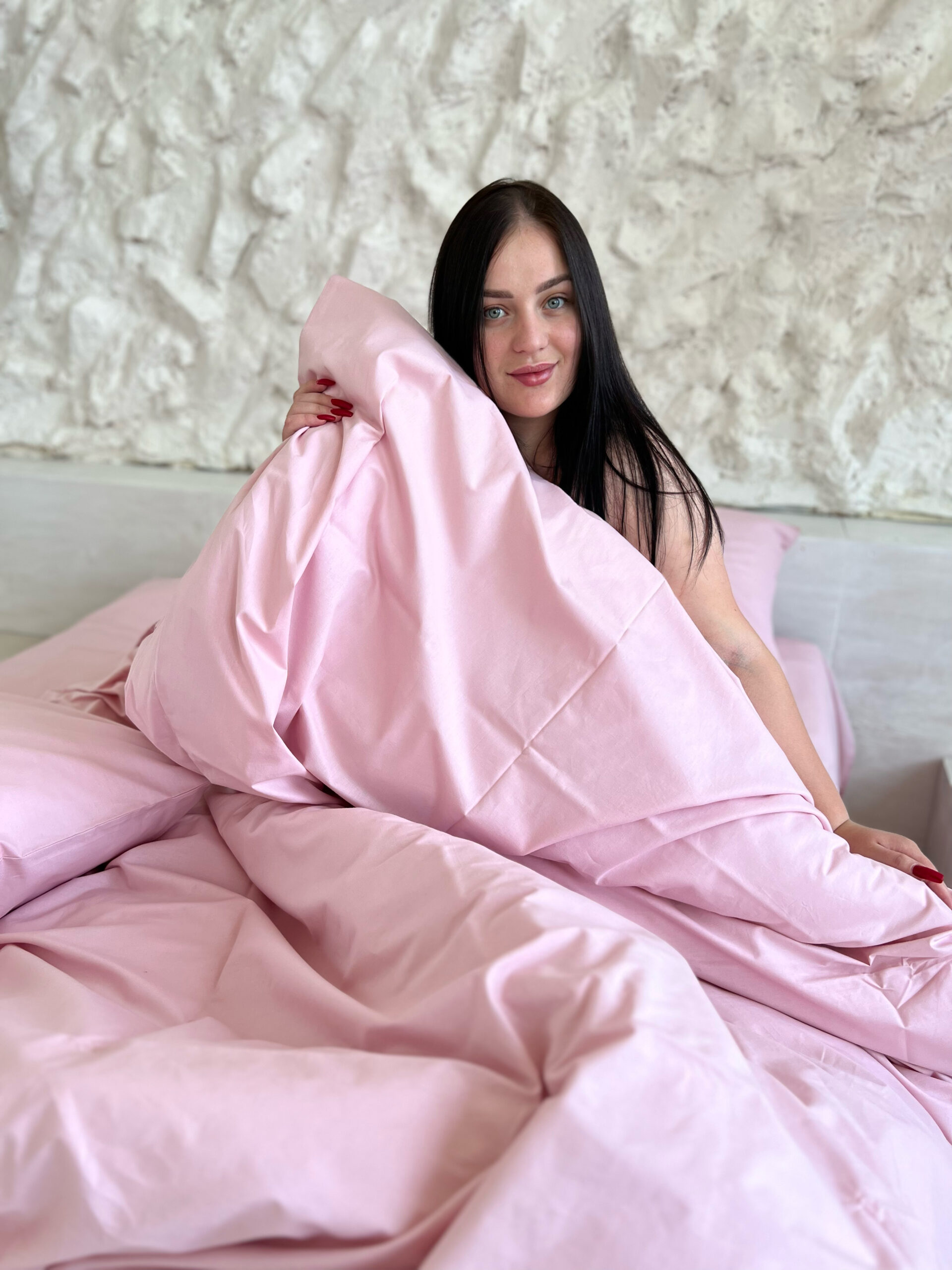 Matt poplin plain bedding (Shade Pale Pink)