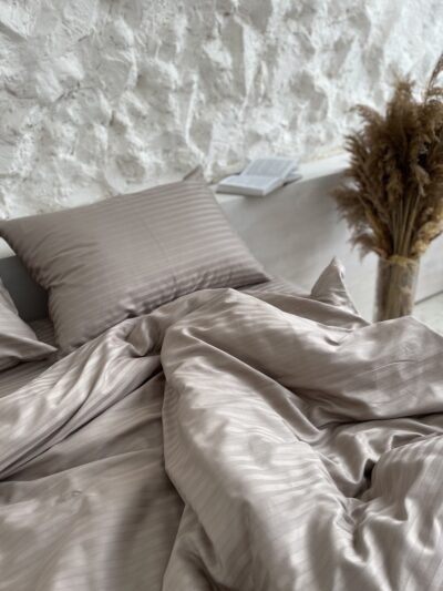 Постіль страйп сатин однотонний (Відтінок Кавовий)