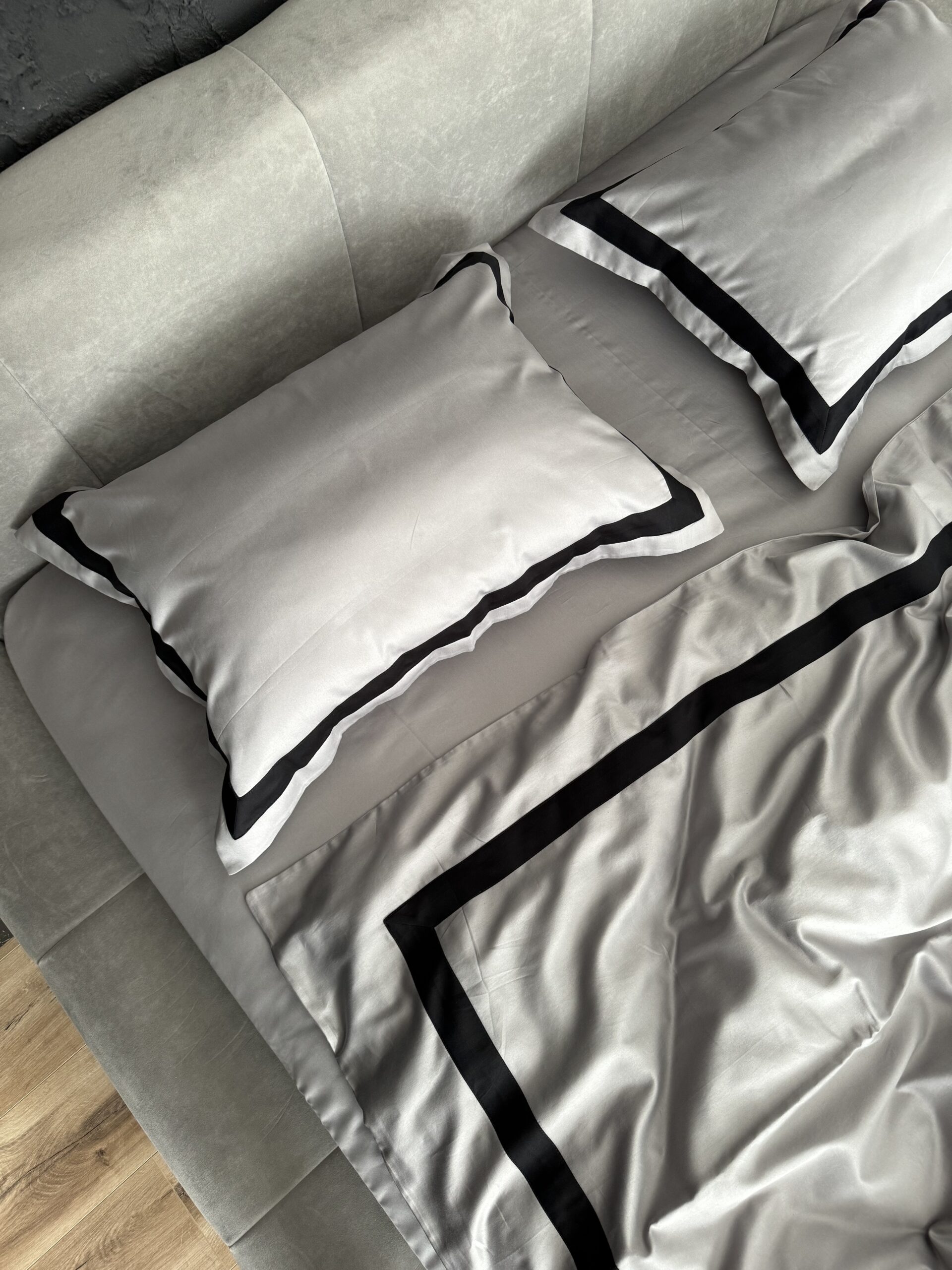Постіль сатин преміальний із Смужками (Мокрий асфальт відтінок) - Зображення 3