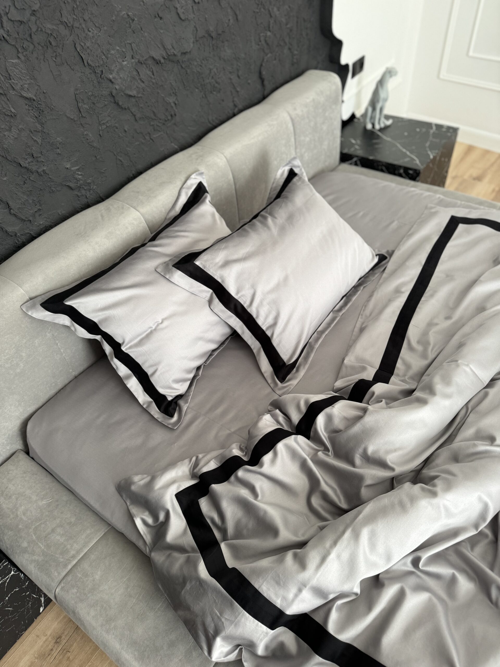 Постіль сатин преміальний із Смужками (Мокрий асфальт відтінок) - Зображення 6