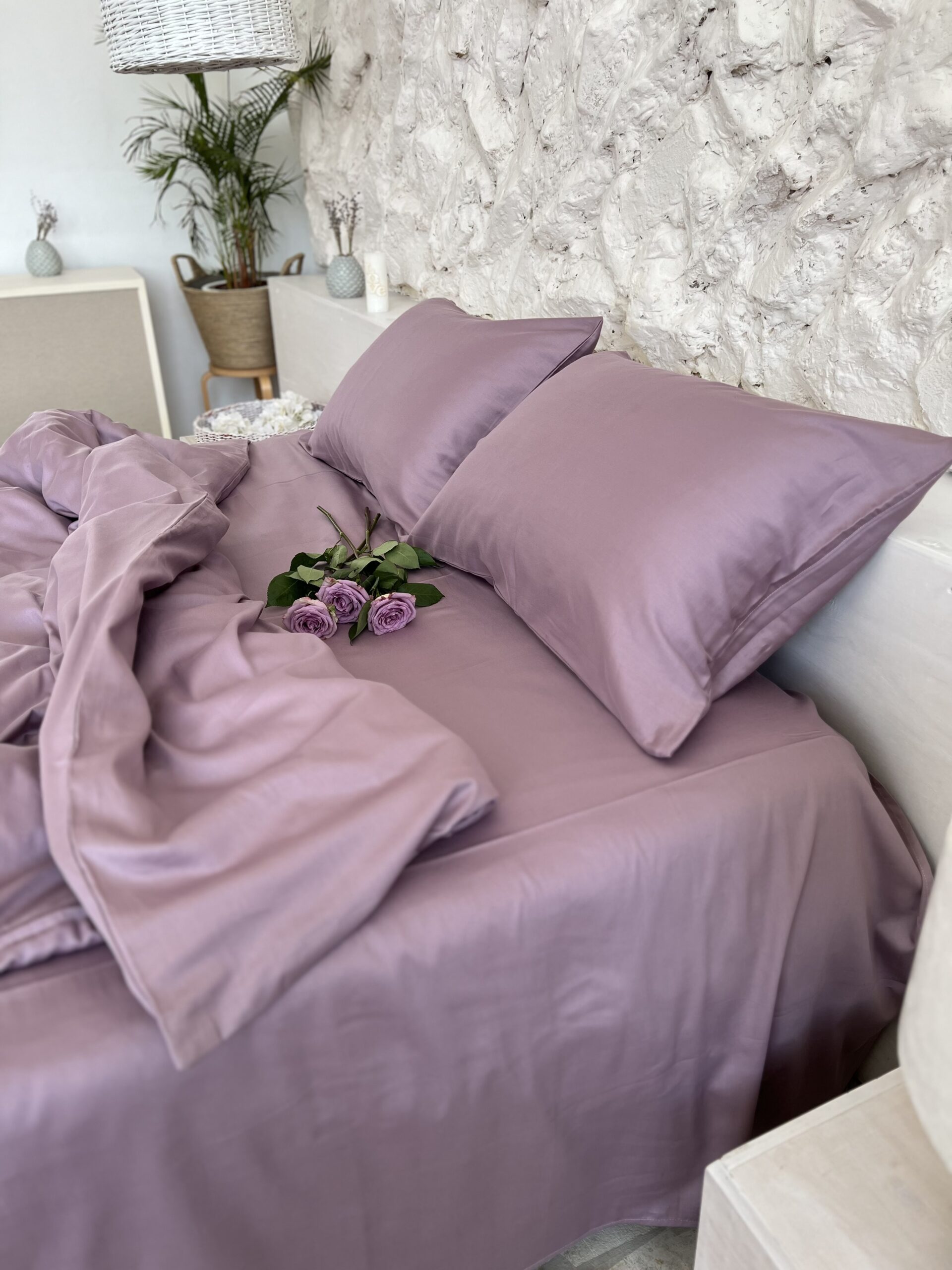 Постіль Преміальний Сатин однотонний (Відтінок сіро-ліловий)