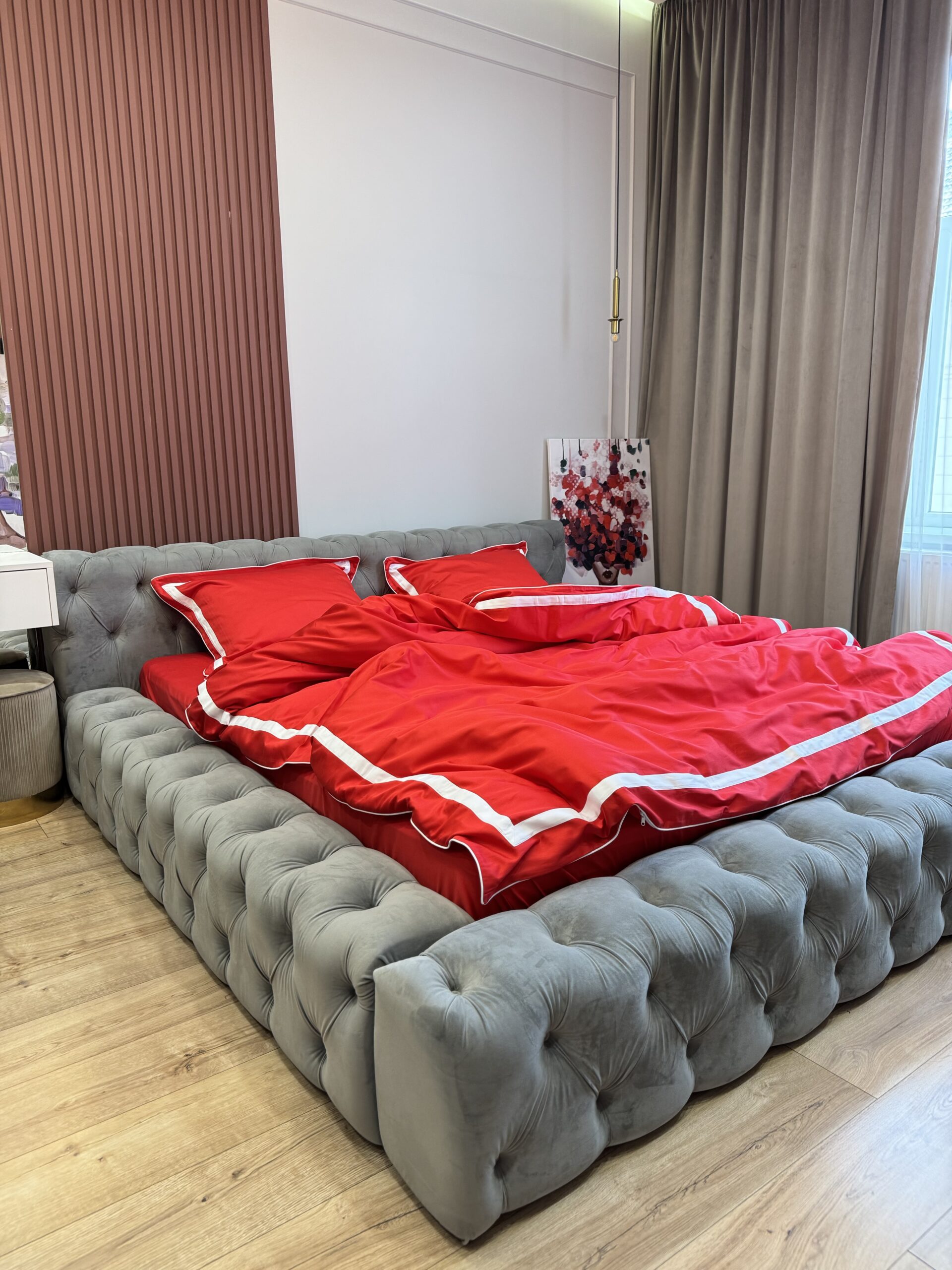 Постіль сатин преміальний із Смужками (Червоний відтінок із білим) - obrazek 2