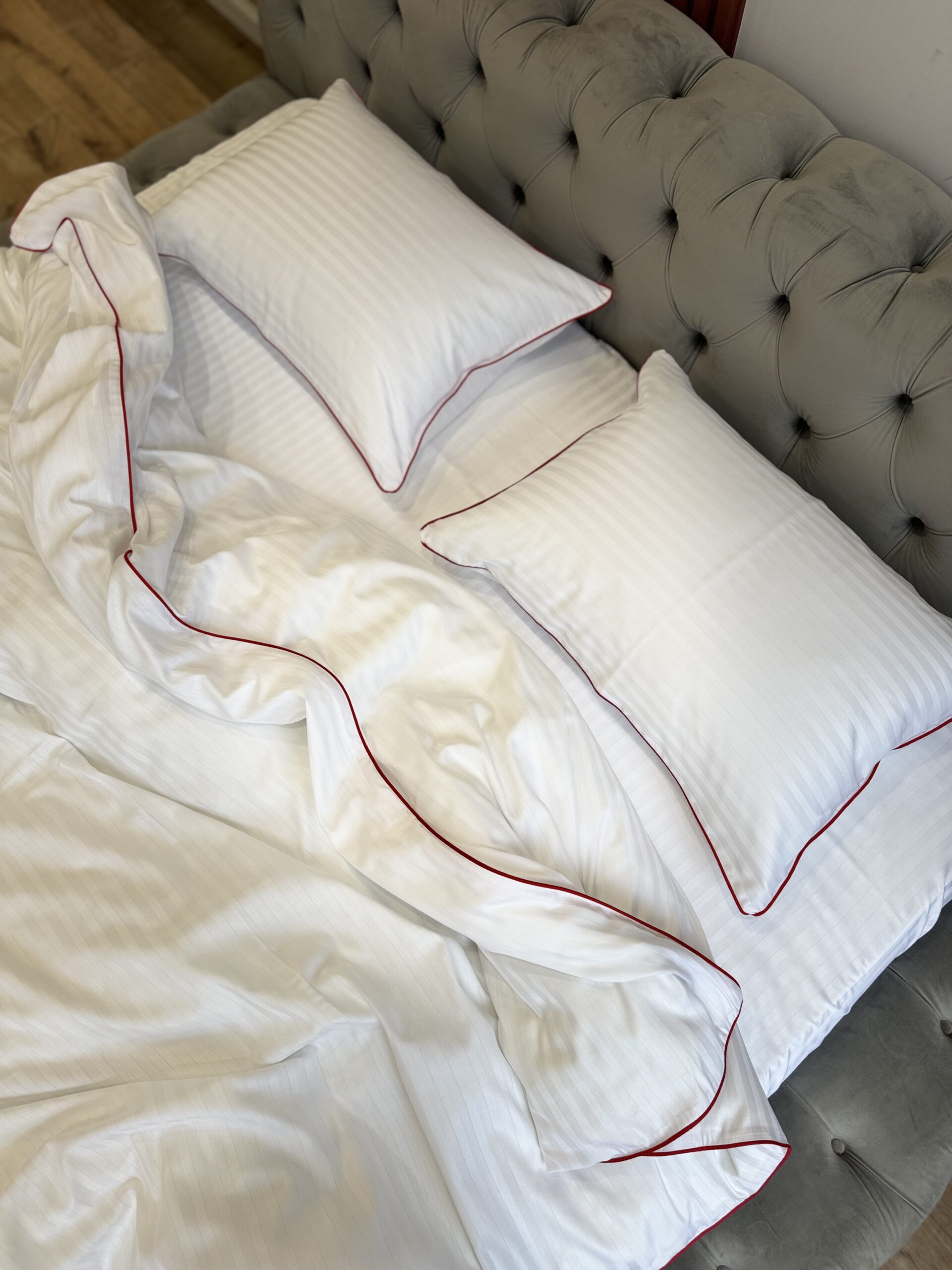 Постіль cатин Преміум із кантом (Білосніжний відтінок) - Image 2