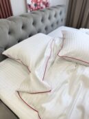 Premium satin bedding with edging (snow-white shade)
