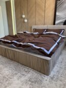 Poplin bedding "Matte Premium" (Chocolate in combination with blue + wide stripes)