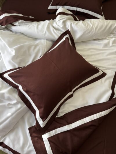 Постіль сатин преміальний із Смужками (Шоколадний у поєднанні із молочним)