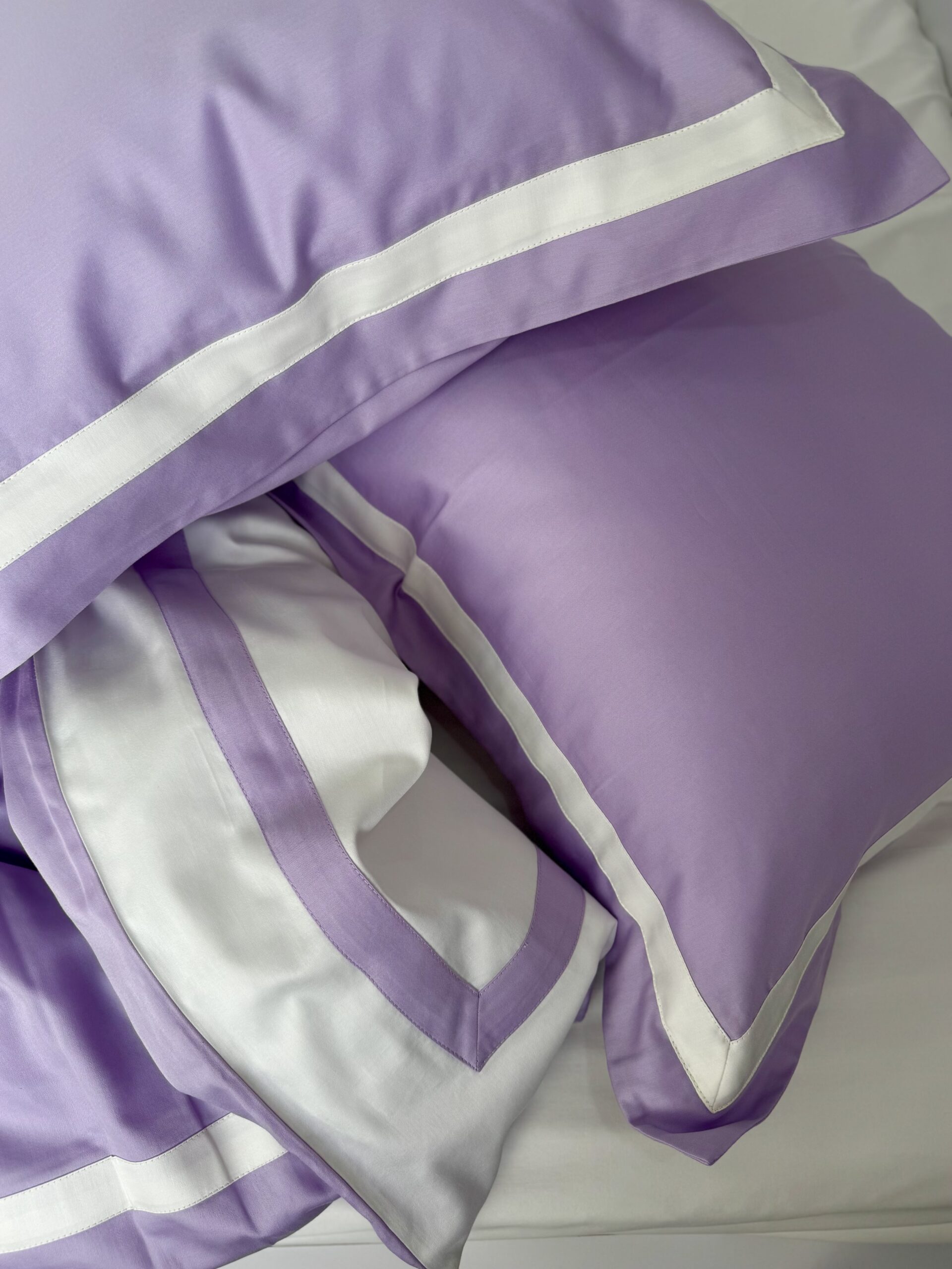 Постіль сатин преміальний із Смужками (Бузковий у поєднанні із молочним) - Зображення 4