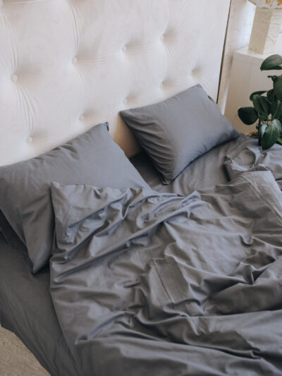 Matt poplin plain bedding (Classic gray shade)