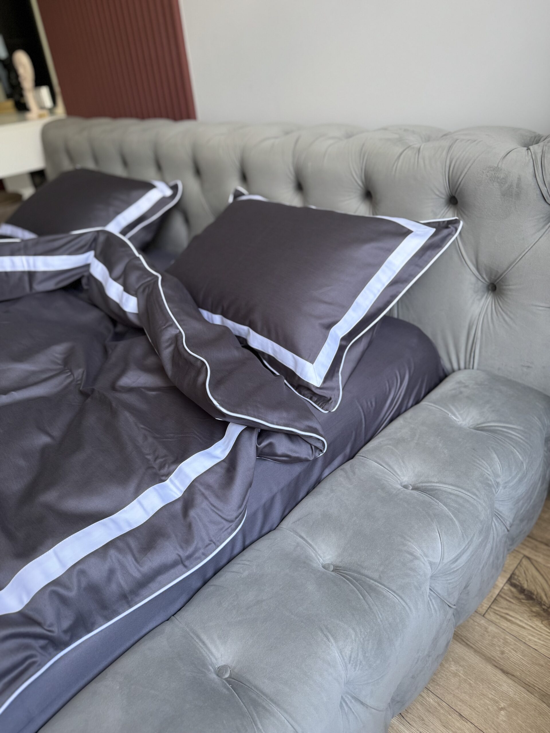 Постіль сатин преміальний із Смужками (Графіт відтінок) - Зображення 2