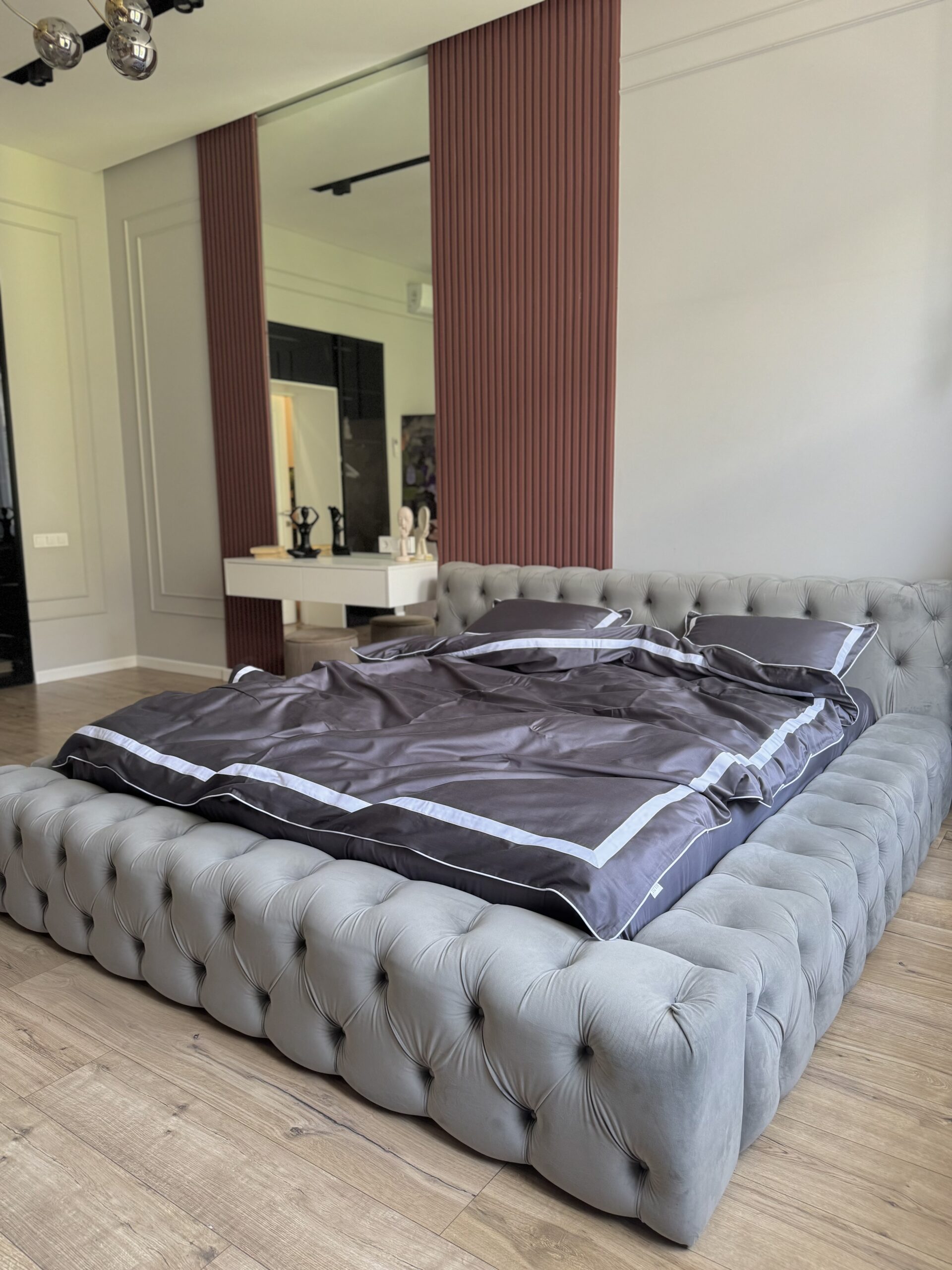 Постіль сатин преміальний із Смужками (Графіт відтінок) - Зображення 3