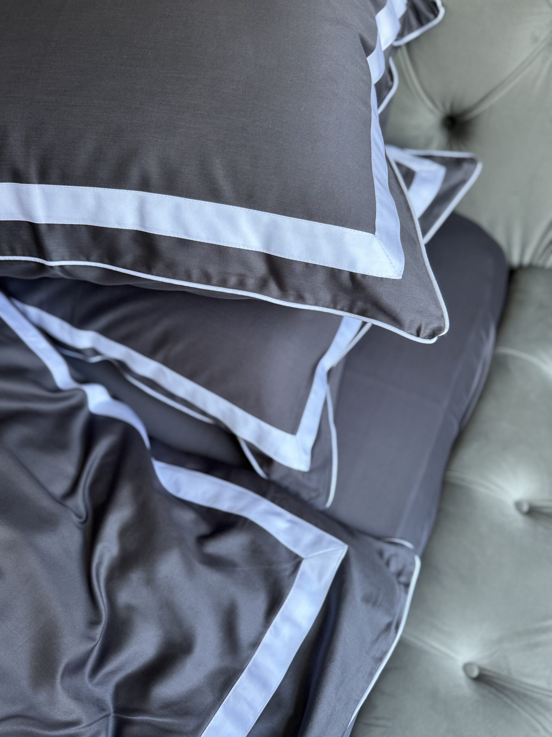 Постіль сатин преміальний із Смужками (Графіт відтінок) - Зображення 5