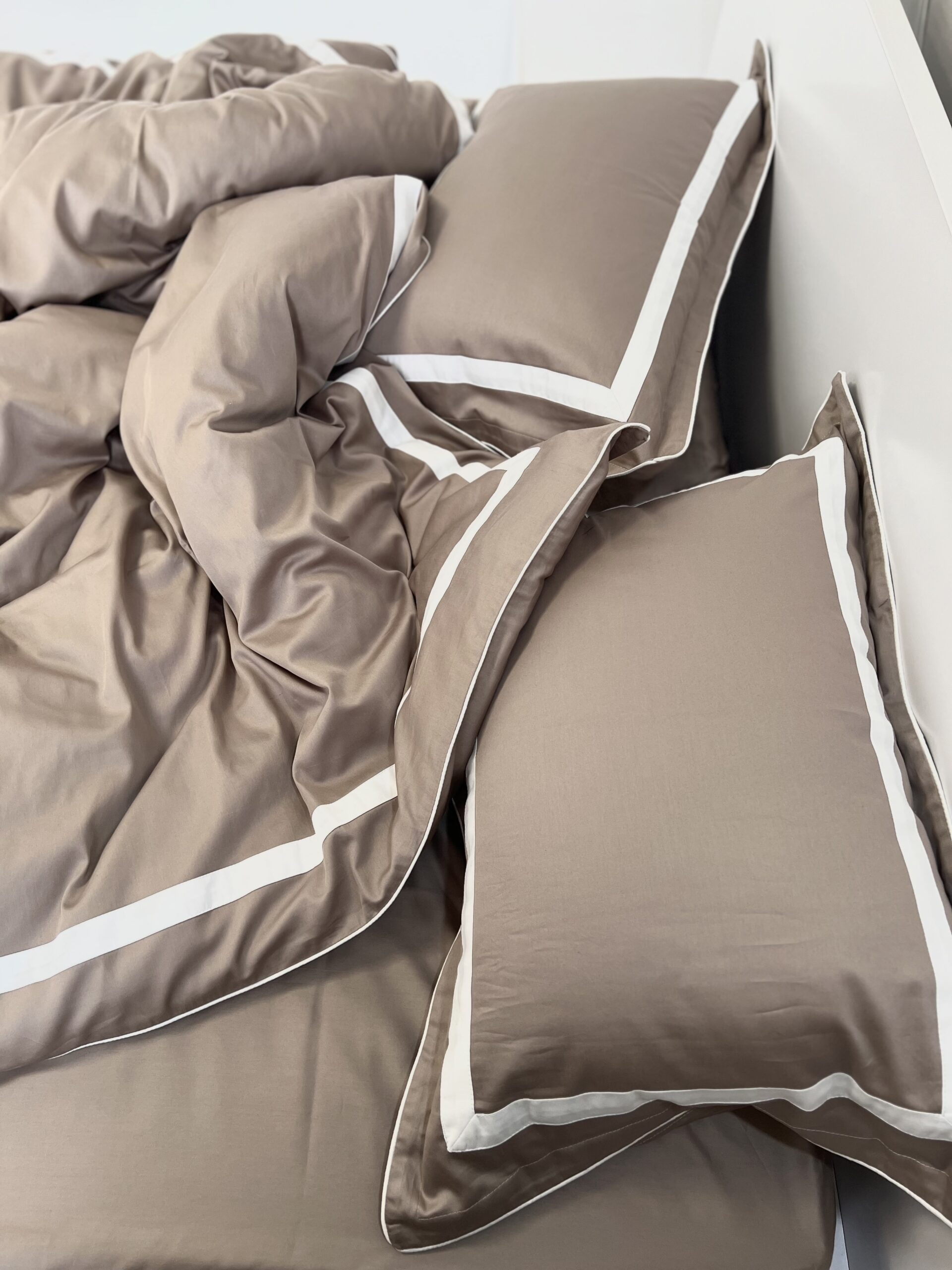 Постіль сатин преміальний із Смужками (Какао відтінок)