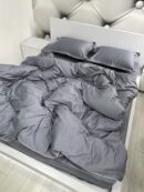 Premium satin bed with stripes (Steel gray shade)