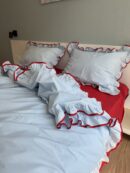 Blue + Red with ruffles and trim